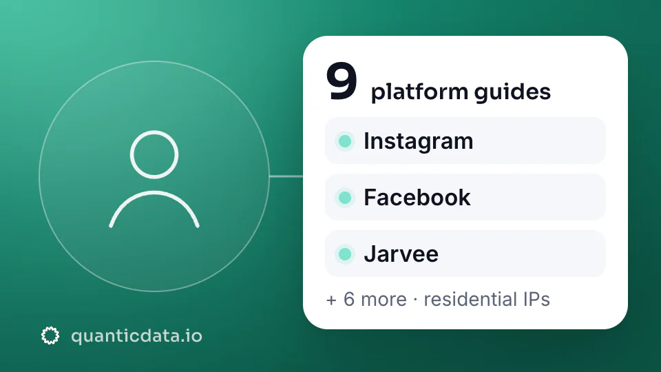 Social networks on residential proxies: 9 platform guides, including Instagram, Facebook and Jarvee.